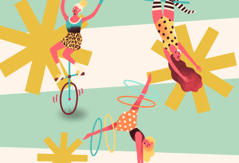 personnage rigolo faisant du cirque